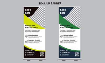 Business Roll up banner vertical template design, for brochure, business, flyer, infographics. modern x-banner and flag-banner advertising. vector illustration