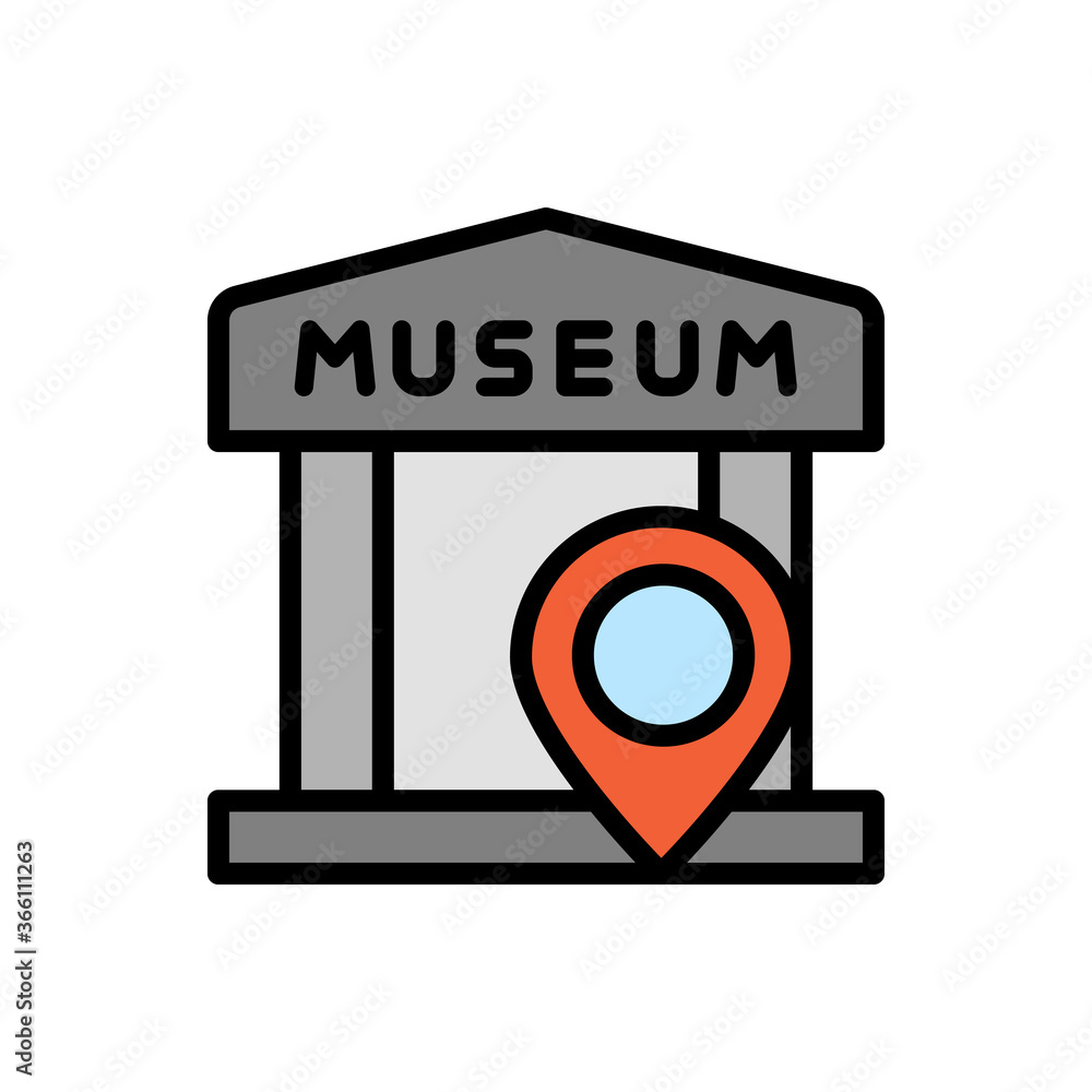 Poster placeholder, museum icon. simple color with outline vector elements of historical things icons for u