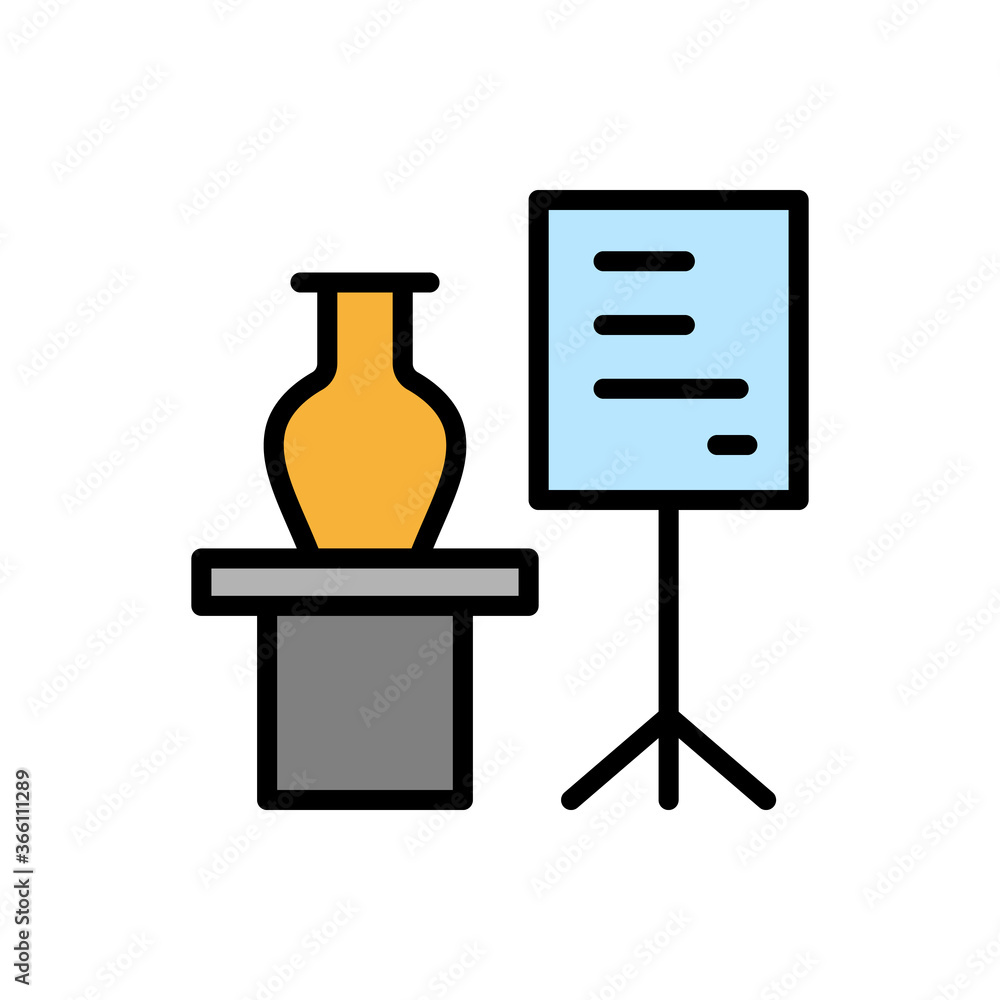 Poster vase, museum icon. simple color with outline vector elements of historical things icons for ui and u
