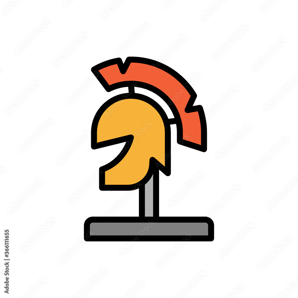 Poster helmet, museum icon. simple color with outline vector elements of historical things icons for ui and