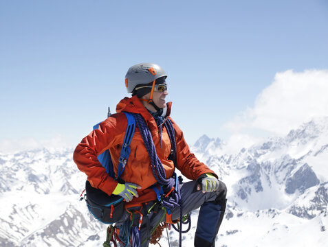 alpinism in the snowy mountains