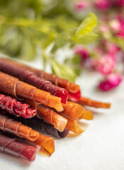 marshmallow fruit sticks with flowers