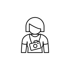 Woman, tourist, camera icon. Simple line, outline vector elements of tourism for ui and ux, website or mobile application