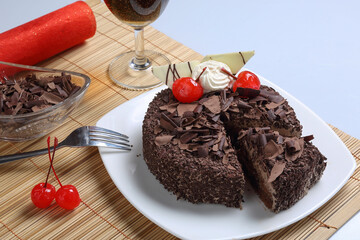 chocolate cake with cherries