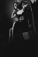 
Portrait of a young girl on a dark background