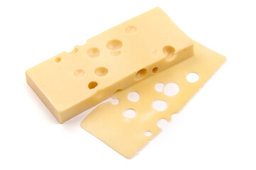 Maasdam cheese, Netherlands cheese, isolated on white background