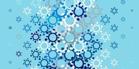 Light BLUE vector pattern with coronavirus elements.