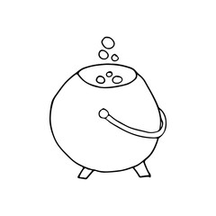Doodle witch's cauldron icon in vector. Hand drawn witch's cauldron icon in vector.