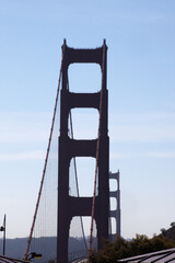 Golden Gate Bridge against a blue sky