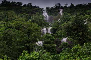 Waterfall flowing in steps due to Monsoon rains
