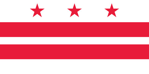 District of Columbia US - Washington, D.C. flag in official proportions and color, vector