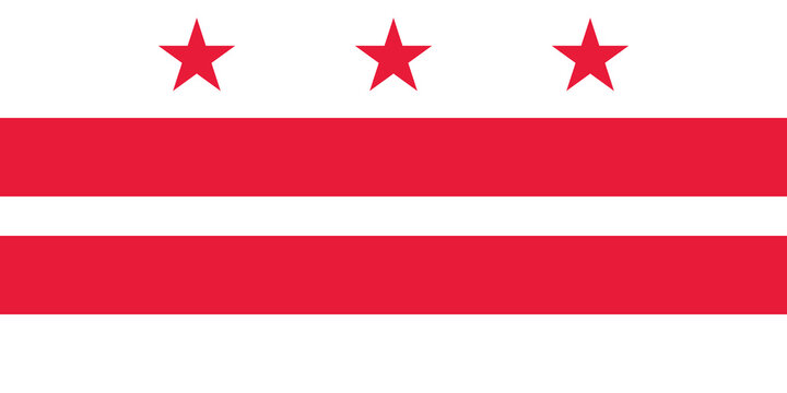 District of Columbia US - Washington, D.C. flag in official proportions and color, vector