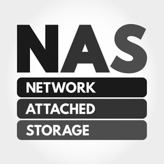 NAS - Network Attached Storage acronym, technology concept background