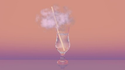 pink cloud over the glass with water. 3d rendering - Powered by Adobe