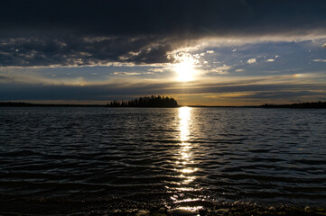 Obraz premium Sunset Over Astotin Lake