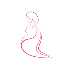 Contour of the Pregnant Women with Angel Wings