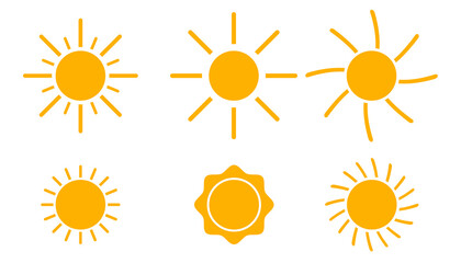 Set sun icons AI isolated.