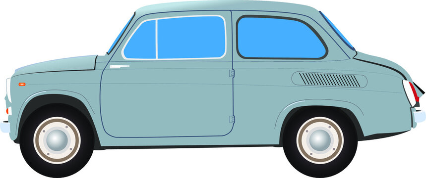 A rare Ukrainian (Soviet) car. Side view. Vector.