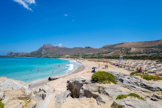 Falasarna beach, one of the most famous beaches of Crete located in the Kissamos province, at the northern edge of Crete’s western coast.