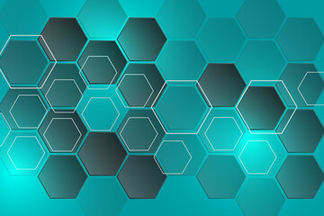 Fototapeta premium Hi-tech background design. The concept of chemical engineering, genetic research, innovative technologies. Hexagonal background for digital technology, medicine, science, research and healthcare.