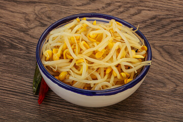 Soy sprout heap in the bowl