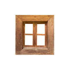 Antique wooden window isolated on white background.