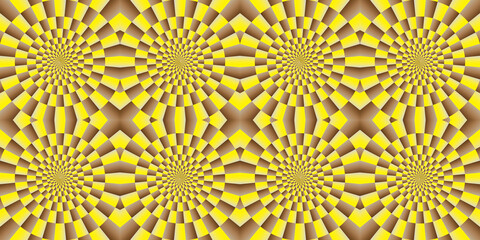 Illusion - spinning background. Abstract background, seamless pattern, with optical illusion effect. The optical illusion of movement executed in the form of rotating