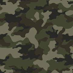Fototapeta premium Camouflage army pattern vector background khaki for textile. Military texture.