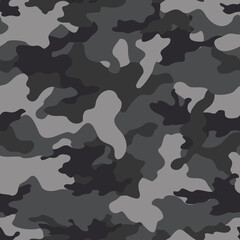 Vector grijs naadloos camouflagepatroon op druk.