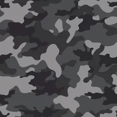 Afwasbaar behang Vector grijs naadloos camouflagepatroon op druk. © Sanvel