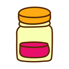 Cartoon jar of jam on white background