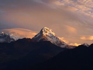 Annapurna Mountain Range Himalayas Sunset and Sunrise
