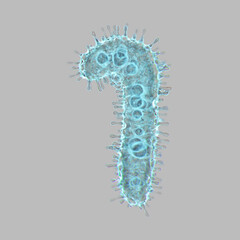 Alphabet made of virus isolated on gray background. Number 1. 3d rendering. Covid font