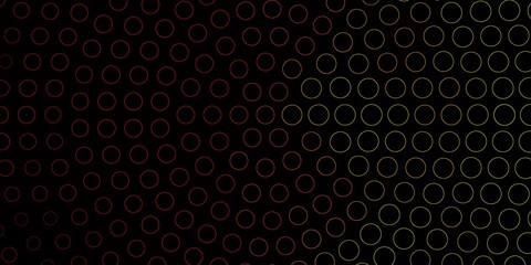 Dark Red, Yellow vector background with spots. Abstract colorful disks on simple gradient background. Pattern for booklets, leaflets.