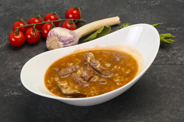Caucasian Kharcho soup with beef meat