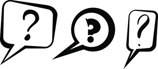 Question mark in the dialog box. Set. Vector.