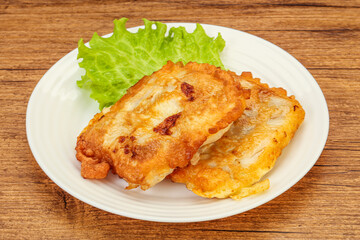 Roasted cod fish in bread