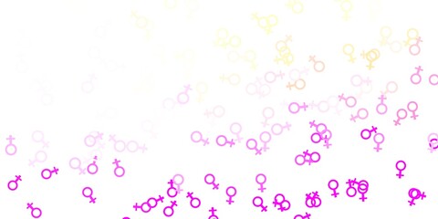Light Pink, Yellow vector texture with women's rights symbols.