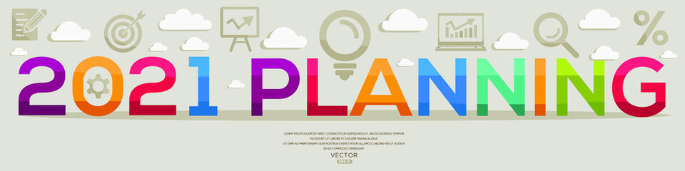 Fototapeta na wymiar Creative (2021 planning) Design,letters and icons,Vector illustration. 