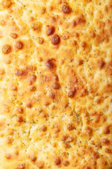 Baked focaccia bread
