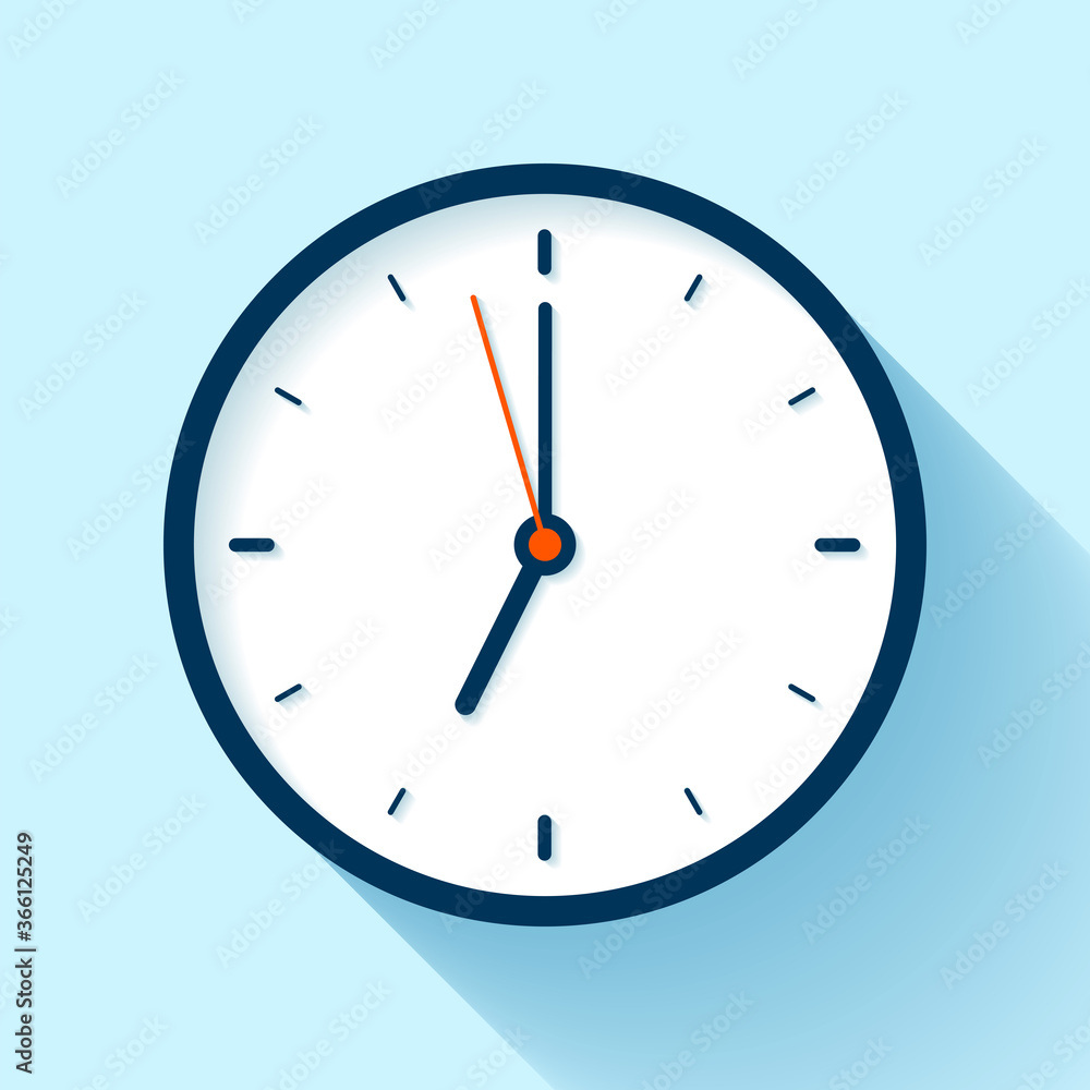 Poster clock icon in flat style, timer on blue background. business watch. vector design element for you pr