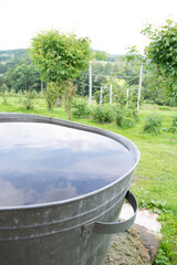 rainwater tank in garden 