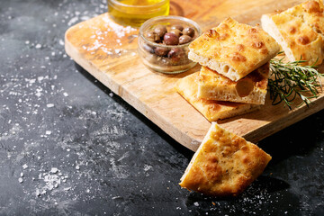 Baked focaccia bread