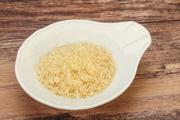 Raw basmati rice in the bowl