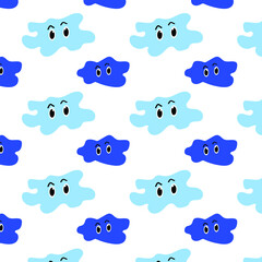 vector clouds pattern blue with eyes