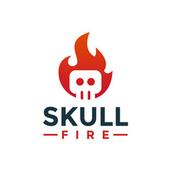 creative skull fire logo