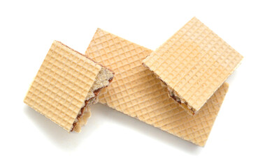 Wafers with chocolate on a white background