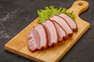 Tasty smoked pork brisket slice