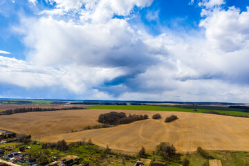 Fototapeta na wymiar Rural landscape, aerial view, nature background.