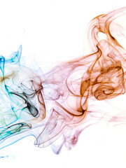 Colored smoke on white background